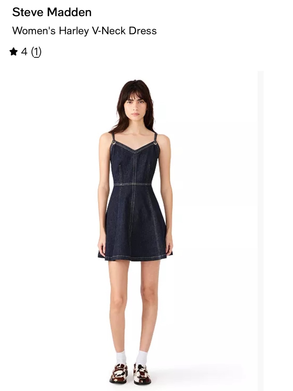Steve Madden Dark Denim Mini Dress with V-Neck